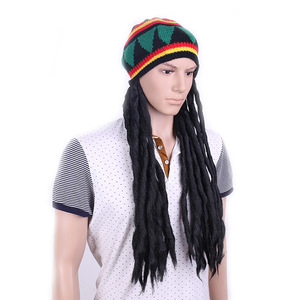 Buffalo Soldier Men's Adult <strong>Rasta</strong> Hat <strong>Black</strong> Wig <strong>Rasta</strong> Man Costume Set - Product Image 4