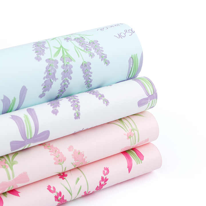 2025 New Lavender Waterproof Wrapping Paper Floral Bouquet Packaging Sheets with Anti-Tear Texture Moldable Design