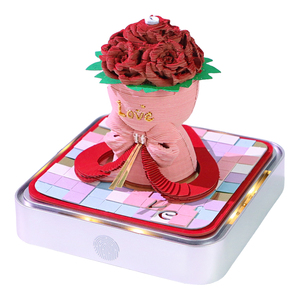 Bloc de notas de ramo de flores rosa hecho a mano modelo de papel Calendario de mesa en caja iluminado Diy calendario 3D Memo bloque de papel Cubo de notas - Product Image 1
