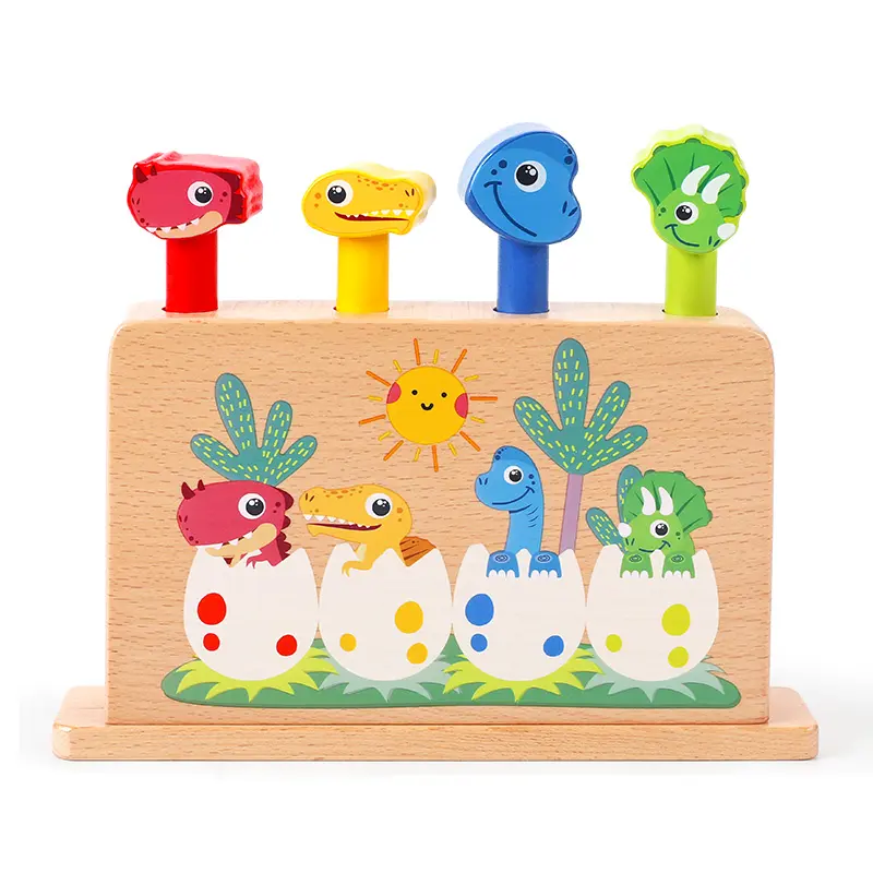 Selling Wooden Dinosaur Bounce Stick Game Children Baby Kids Educational Pop Up Toy For Children Boys & Girls