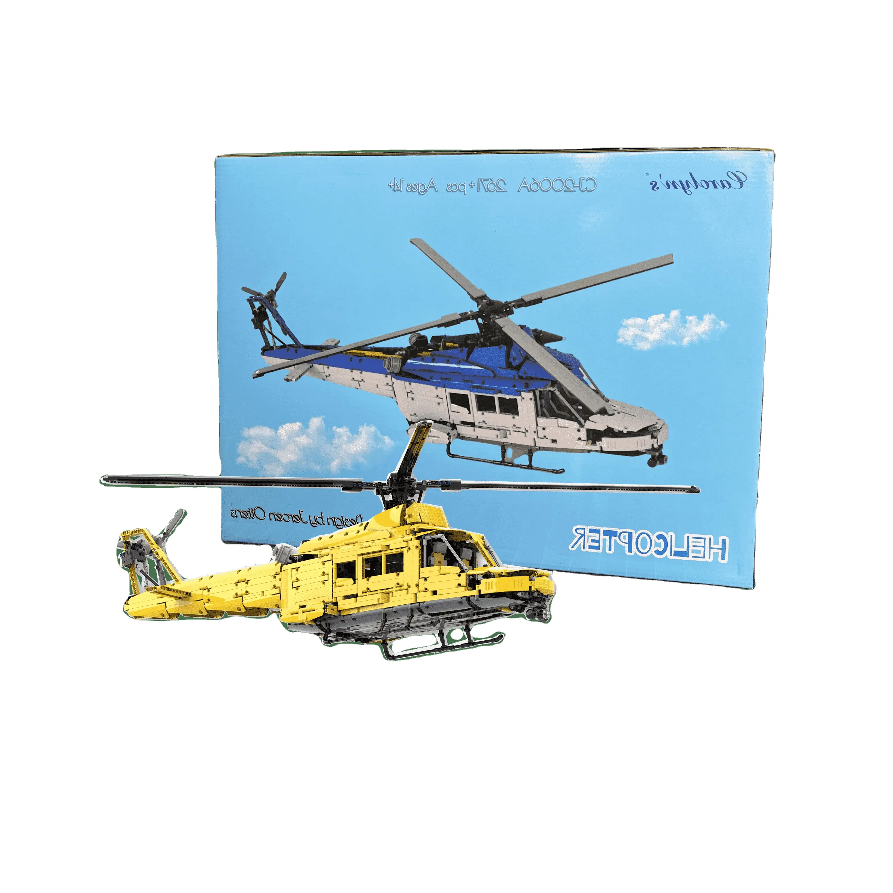 Il Design dell'elicottero CJ-2006 di Carolyn di Jeroen Ottens MOC-56765 Kit tecnico per costruzione di auto giocattolo giallo e blu per ragazzo