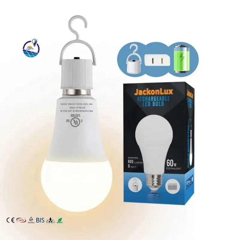 Ampoule à piles rechargeable de la lumière E26 B22 E27 LED d'ampoule de secours de 9 watts pour la maison