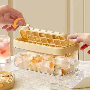 Molde de bloque de hielo de liberación abatible de whisky de bebidas personalizado con contenedor de almacenamiento bandeja de cubitos de hielo cuadrada moldes máquina de hielo transparente - Product Image 4