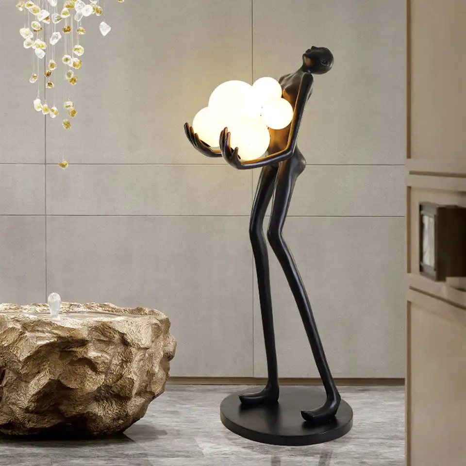 Lámparas modernas para decoración del hogar, diseño minimalista nórdico, escultura humana, lámpara de pie de esquina de resina, luz Led decorativa para suelo