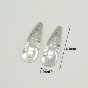 7厘米银色泪珠发夹带孔DIY女性发饰大素色金属按扣发夹发夹 - Product Image 5