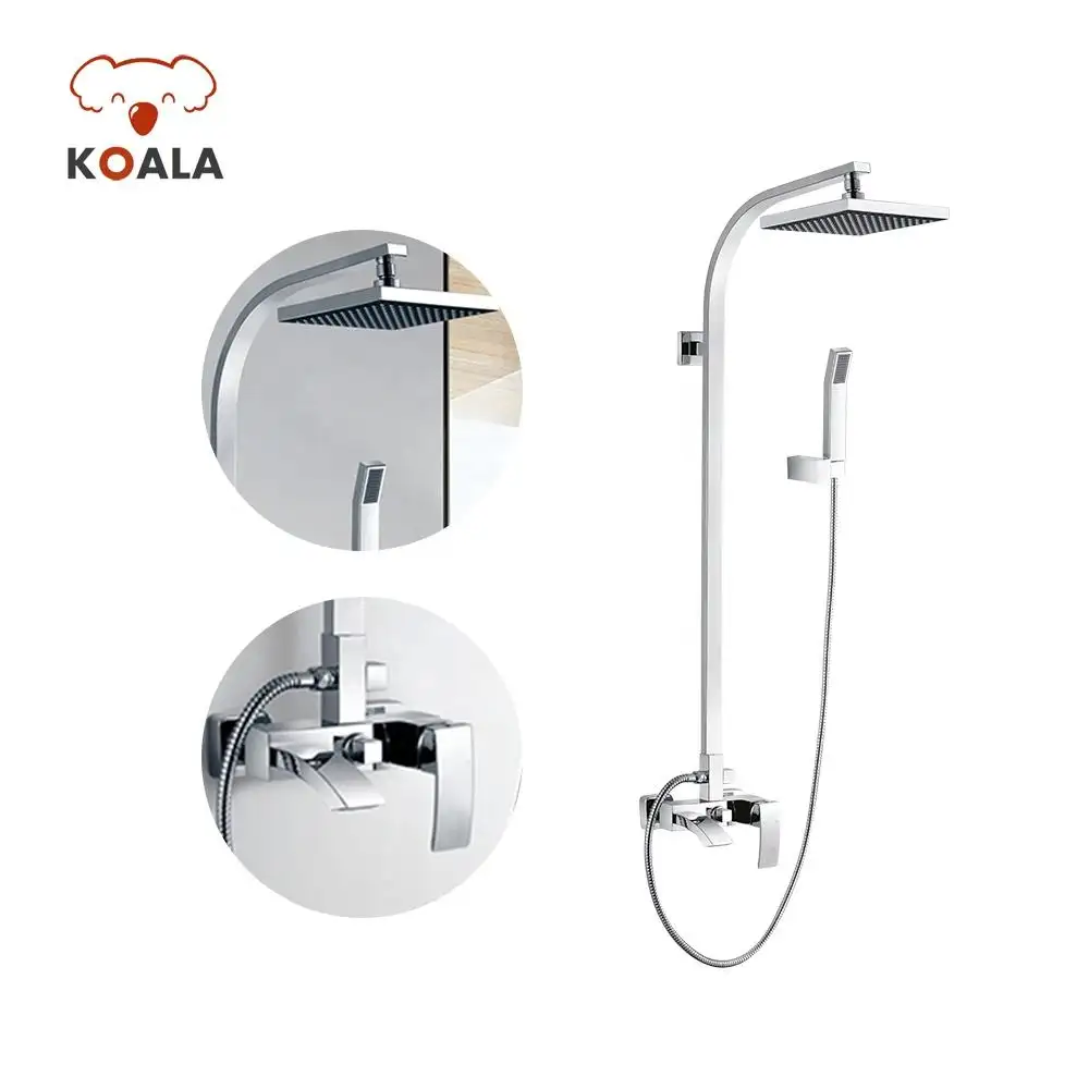 Wholesale High Quality Chrome Brass Bath Thermostatic Faucet Tap Set Bathroom Shower Mixer