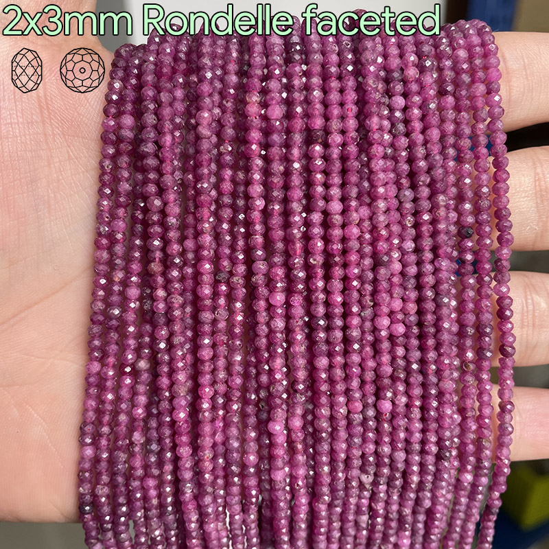 Rubis Rondelle Facettée 2x3mm