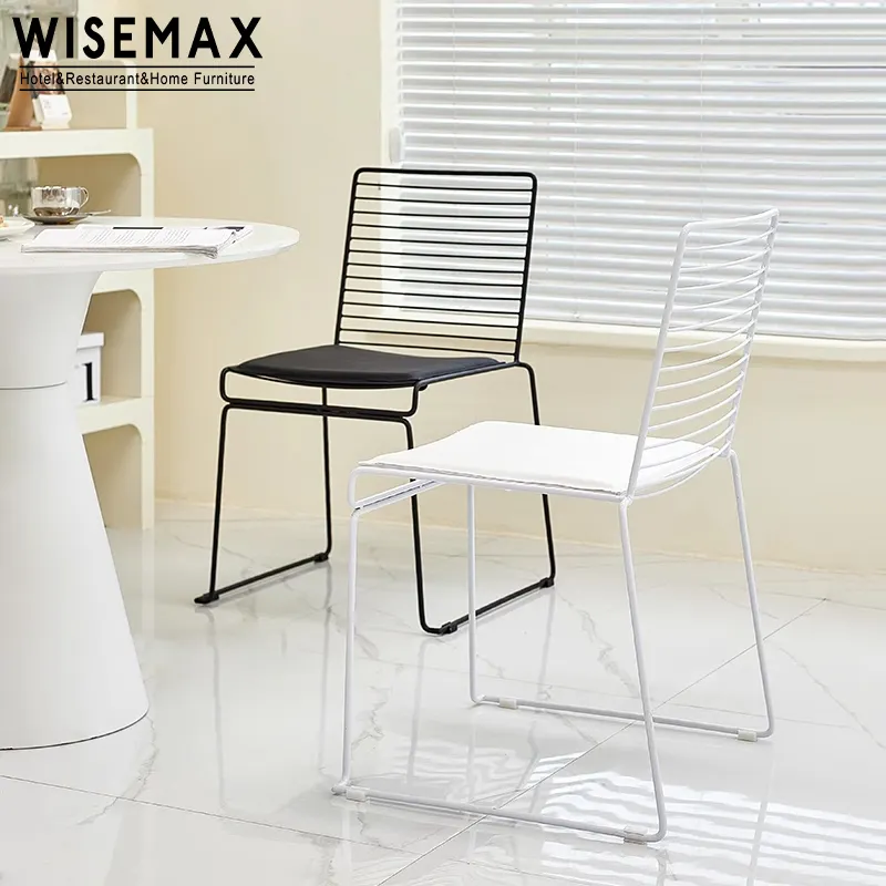 WISEMAX mobilya endüstriyel Vintage Metal yemek restoran kahve sandalyesi siyah endonezya ofis fiyat çerçeve Cafe tel sandalye