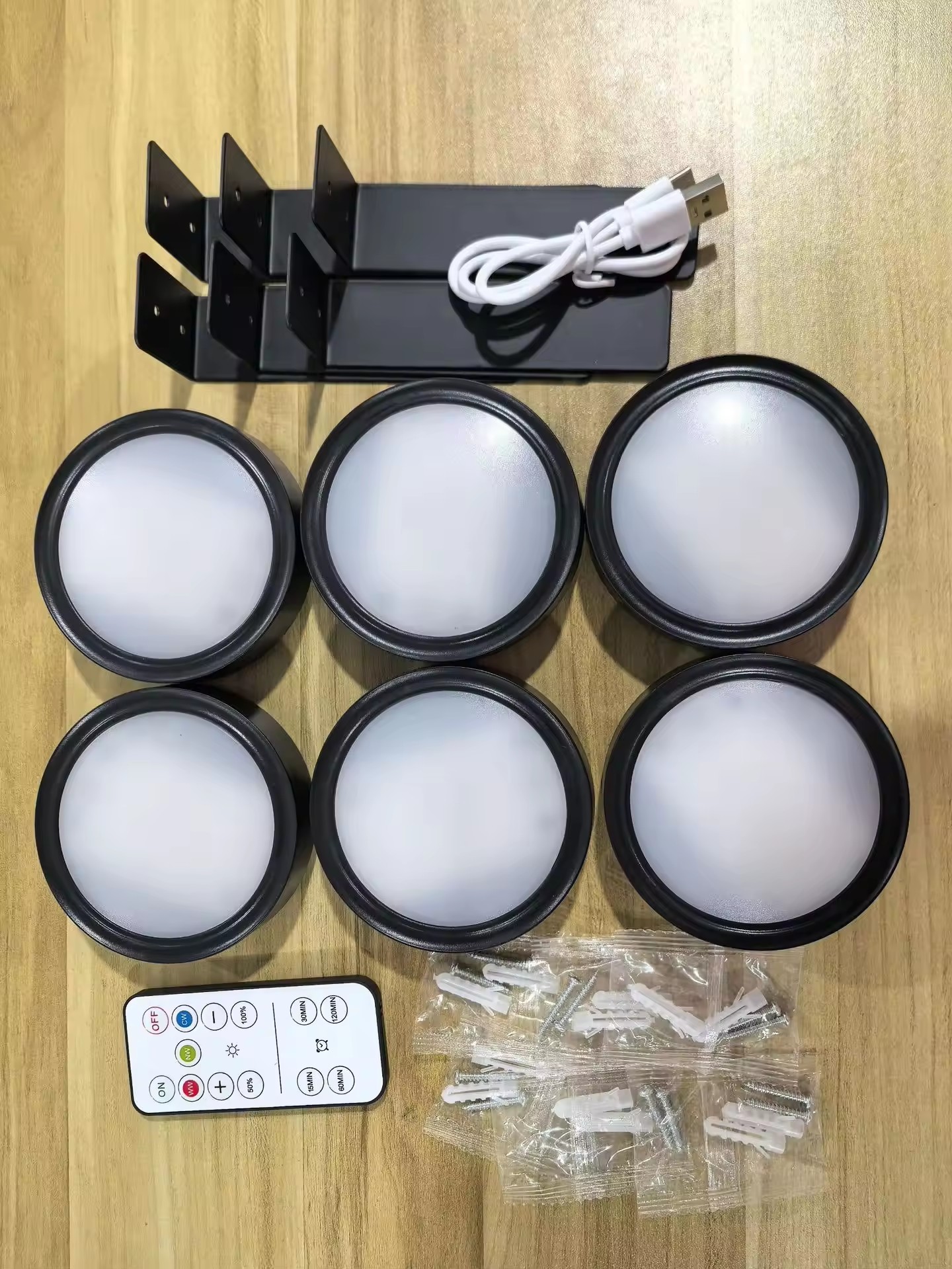 Lampe coque noire 3 couleurs t048b-cw-6 1 télécommande