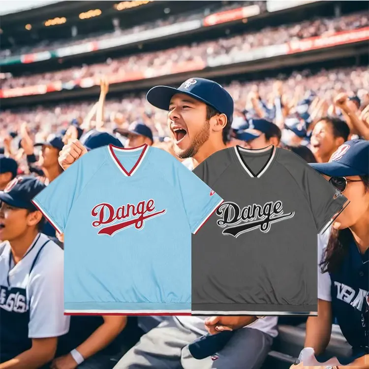 Camiseta de beisebol personalizada de sublimação com ventilador respirável com decote em V, camiseta de beisebol curta plus size por atacado