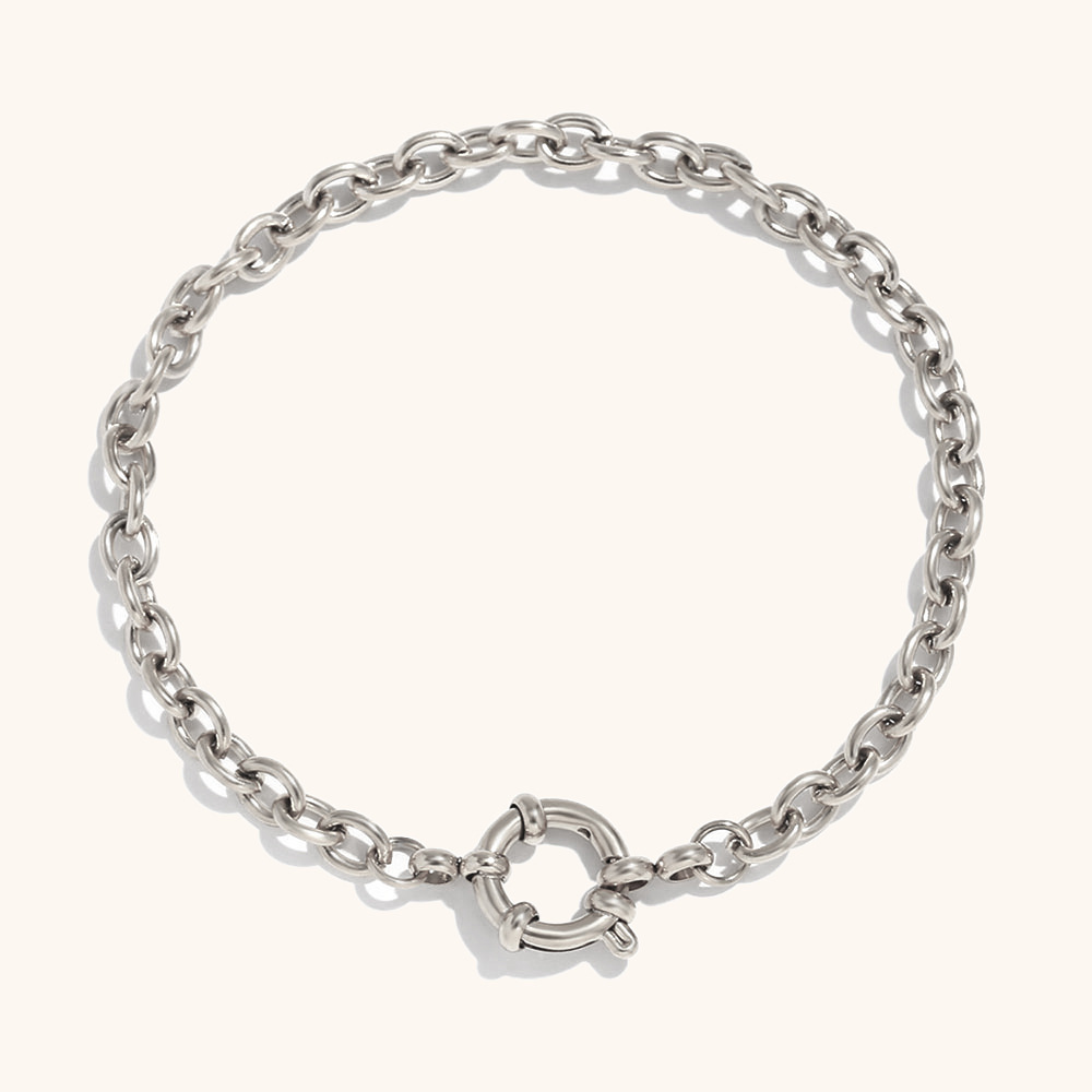 Bracelet chaîne à maillons 3mm avec boucle Slingshot, 17 cm - couleur acier