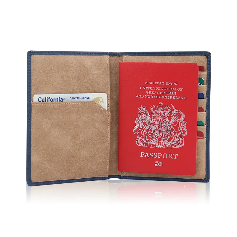 Portafoglio da viaggio per passaporto in pelle all'ingrosso custodia per passaporto sottile porta passaporto in pelle con blocco rfid