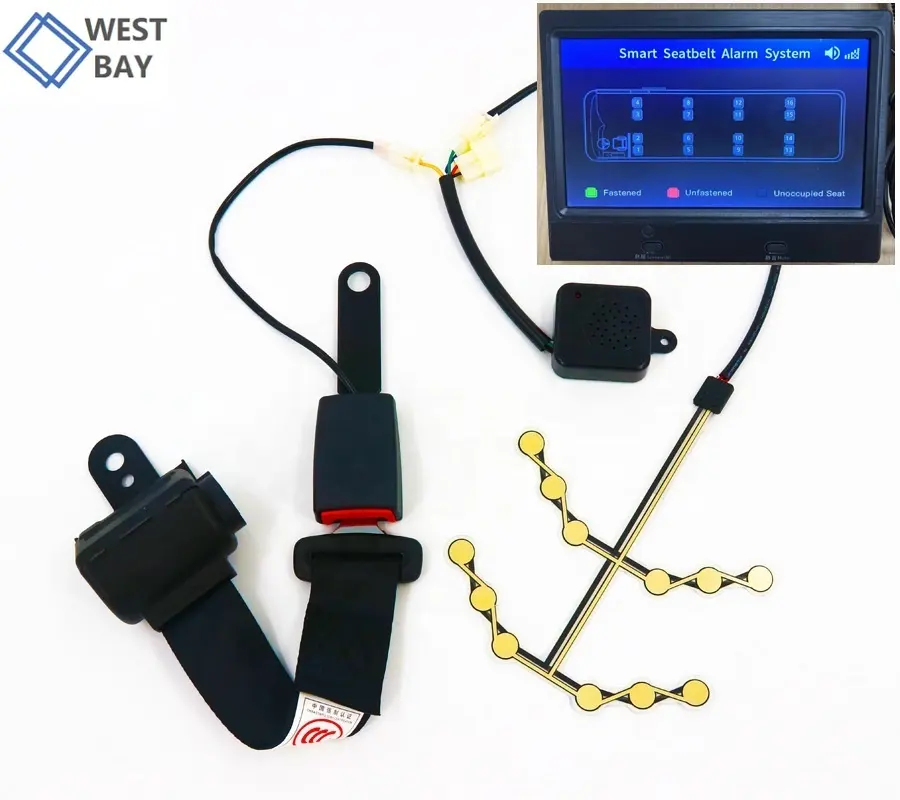 Westbay स्मार्ट बस की सीट सुरक्षा दो बिंदु ताला क्लिप आवाज शीघ्र स्पीकर कुंडी के साथ वापस लेने योग्य टाई एलएपी सीट बेल्ट बकसुआ