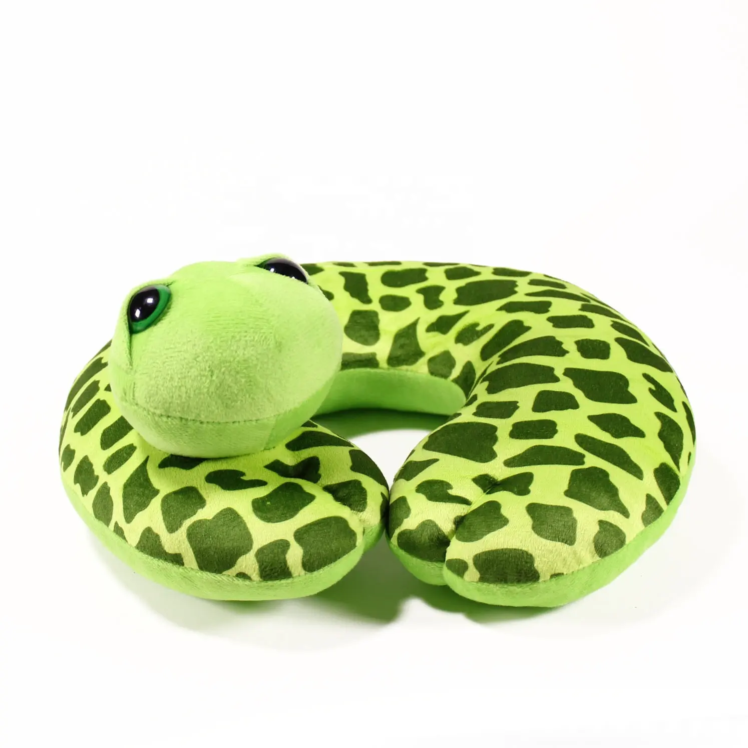 Almohada en forma de U de felpa de diseño de propiedad de fábrica con diseño de tortuga almohada de cuello suave de peluche para adultos de oficina