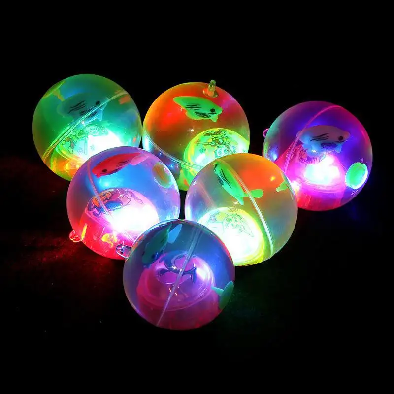 Amazons Top Sellers Bola de cristal elástica para niños Glow Bouncy Balls Luminous Children Toy Ball Kids Gift