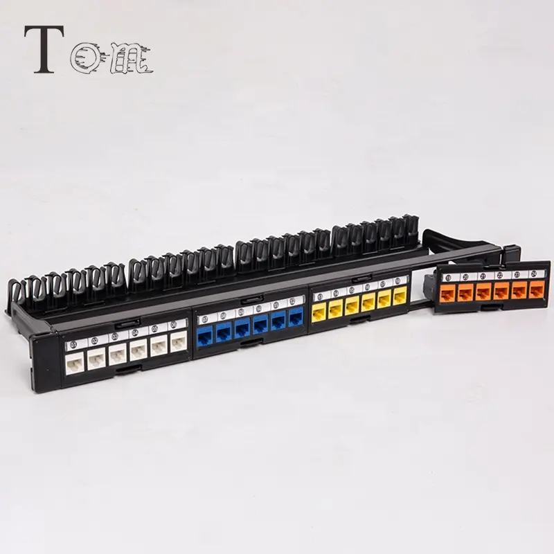 TOM-PN-20 19 inch 24 ports 1U UTP telecom communication patch panel with fullload toolless keystone jack Cat6/Cat6A patch panel
