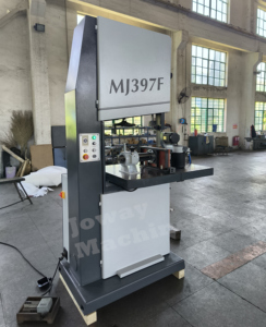 Sert ahşap kesme için otomatik besleyici cihazı ile MJ 397F dikey bant testere makinesi - Product Image 1