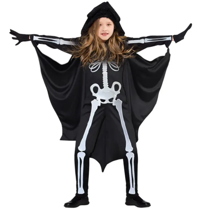 Halloween Costume per bambini mantello pipistrello mantello strega scheletro vestiti Cosplay cotone Unisex costumi TV e film costumi per bambini