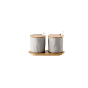 Modern Matte Color Kitchen Set <strong>2</strong> Ceramic <strong>Spice</strong> <strong>Jars</strong> With Covered Spoon and Tray Solid <strong>Spice</strong> <strong>Jar</strong> - Product Image 4