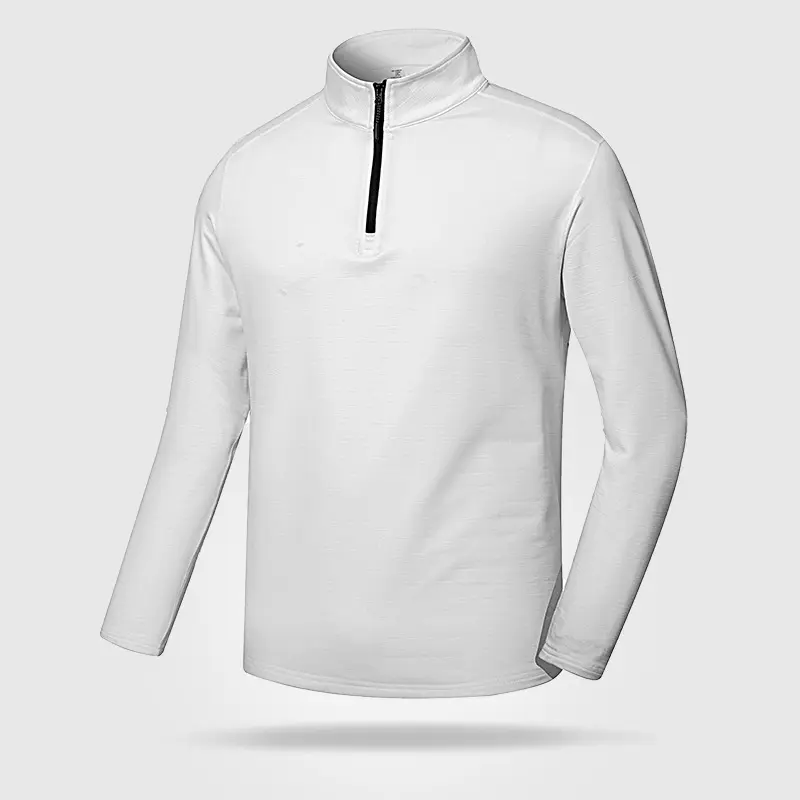 OEM atacado sportswear 1/4 zipper top de secagem rápida de manga longa T-shirt esportes de fitness homens correndo stretch tops