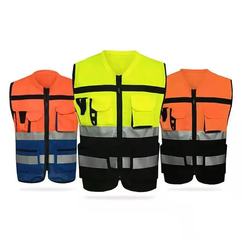 Gilet de sécurité pour hommes, uniformes personnalisés, fonctionnel, hautement réfléchissant, gilet de sécurité, gilet de travail, gilet réfléchissant visuel élevé