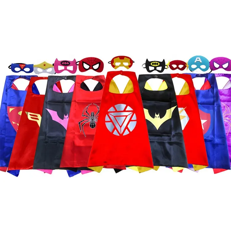 Venta al por mayor logotipo personalizado fiesta de Halloween capas de superhéroe traje Cosplay niños héroe Cabo