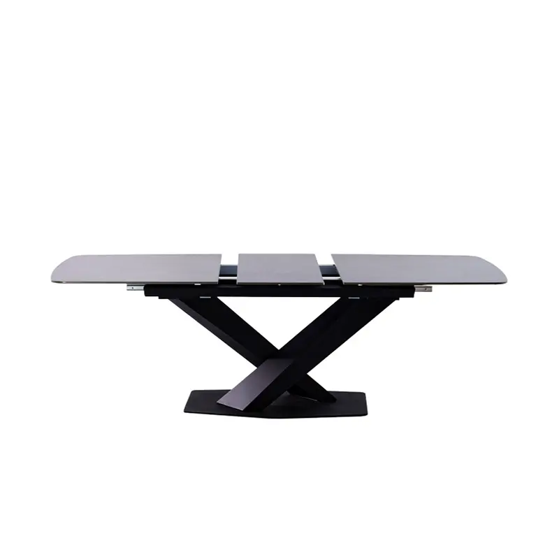 Современный обеденный стол Guangdong, французский складной выдвижной прочный обеденный стол с металлической рамой и стулья для дома или сада