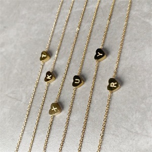 Vòng Cổ Thép Không Gỉ Vòng Cổ Chữ Cái Đầu Tiên 26 Trái Tim Vòng Cổ Mặt Dây Chuyền Chữ Vàng 18K Quà Tặng Cho Nữ - Product Image 5