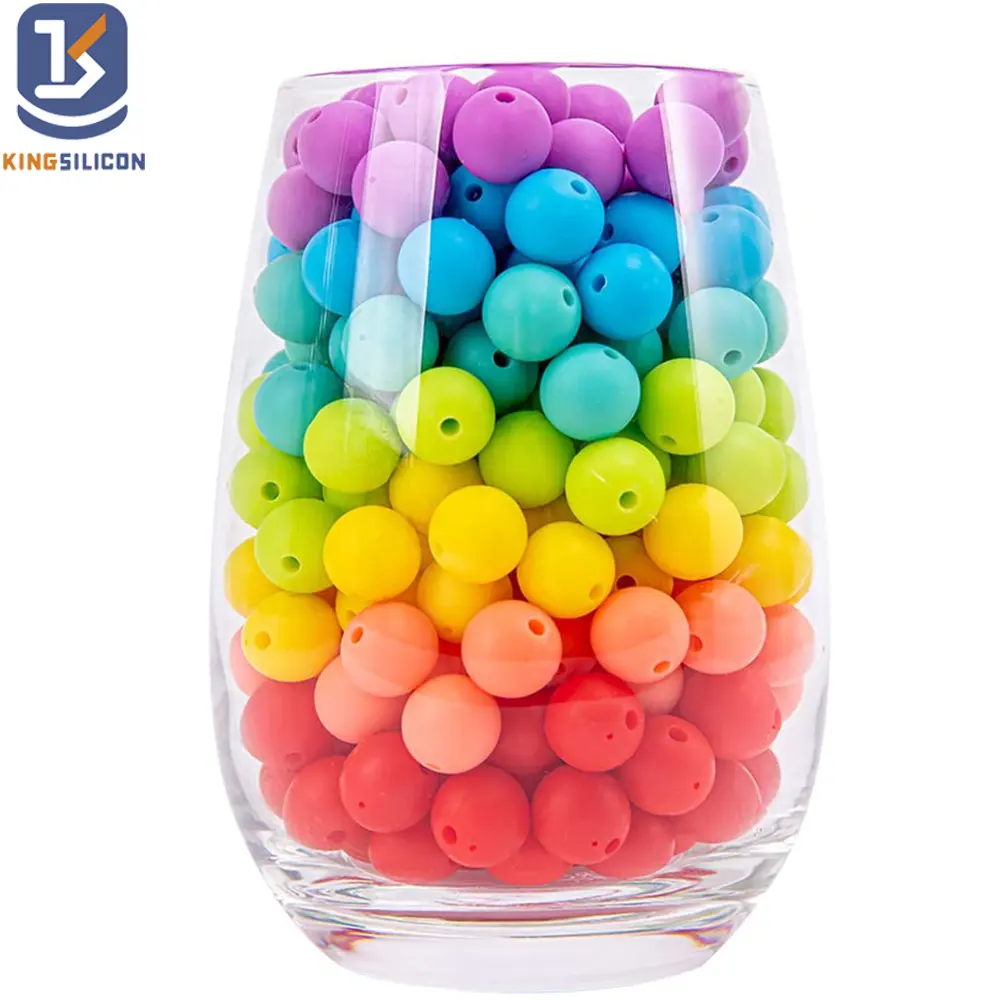 15mm Assorted Color Silicone Teething Beads DIY Silicone Teether Beads Kit Round Loose Baby Chewing Beads