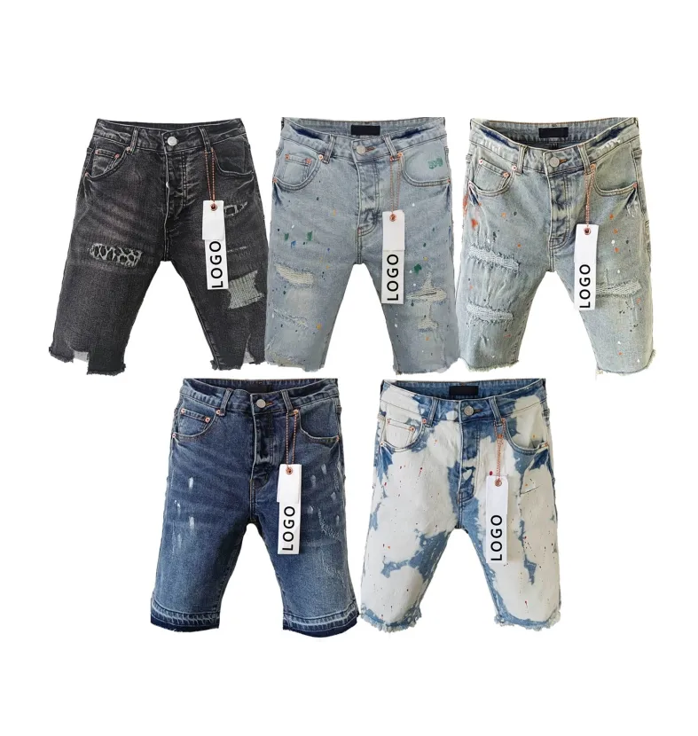 Shorts jeans masculinos de marca OEM personalizados com elástico OEM Fashion New Design shorts jeans para homens