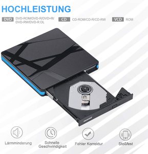 笔记本电脑USB 3.0 Type-C CD驱动器超薄便携式CD DVD +/-RW光驱ROM重写刻录机外部CD DVD播放器