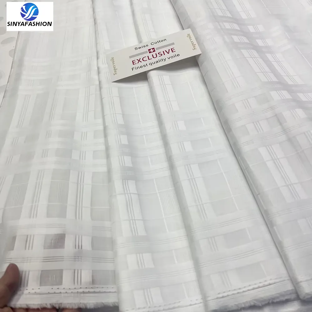 Sinya Atiku for men Fabrics organic cotton lace fabric swiss voile lace fabric hot sale pure white wedding lace