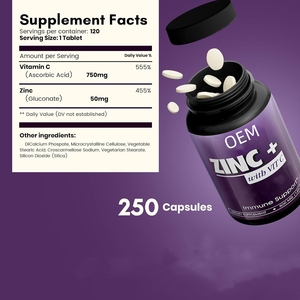 GMP Factory Private Label Zinc+ with Vitamin C 500mg Zinc <strong>Capsules</strong> Immune System Support <strong>an</strong> Immune-boosting Supplement - Product Image 2