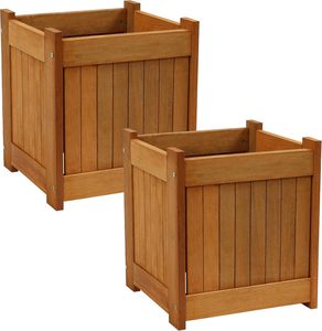 2 Sets Wood Square <strong>Planter</strong> Box <strong>Teak</strong> Oil Flower Plant Herb Rectangular Porch Deck Balcony <strong>Planters</strong> Wooden <strong>Planter</strong> Box - Product Image 1