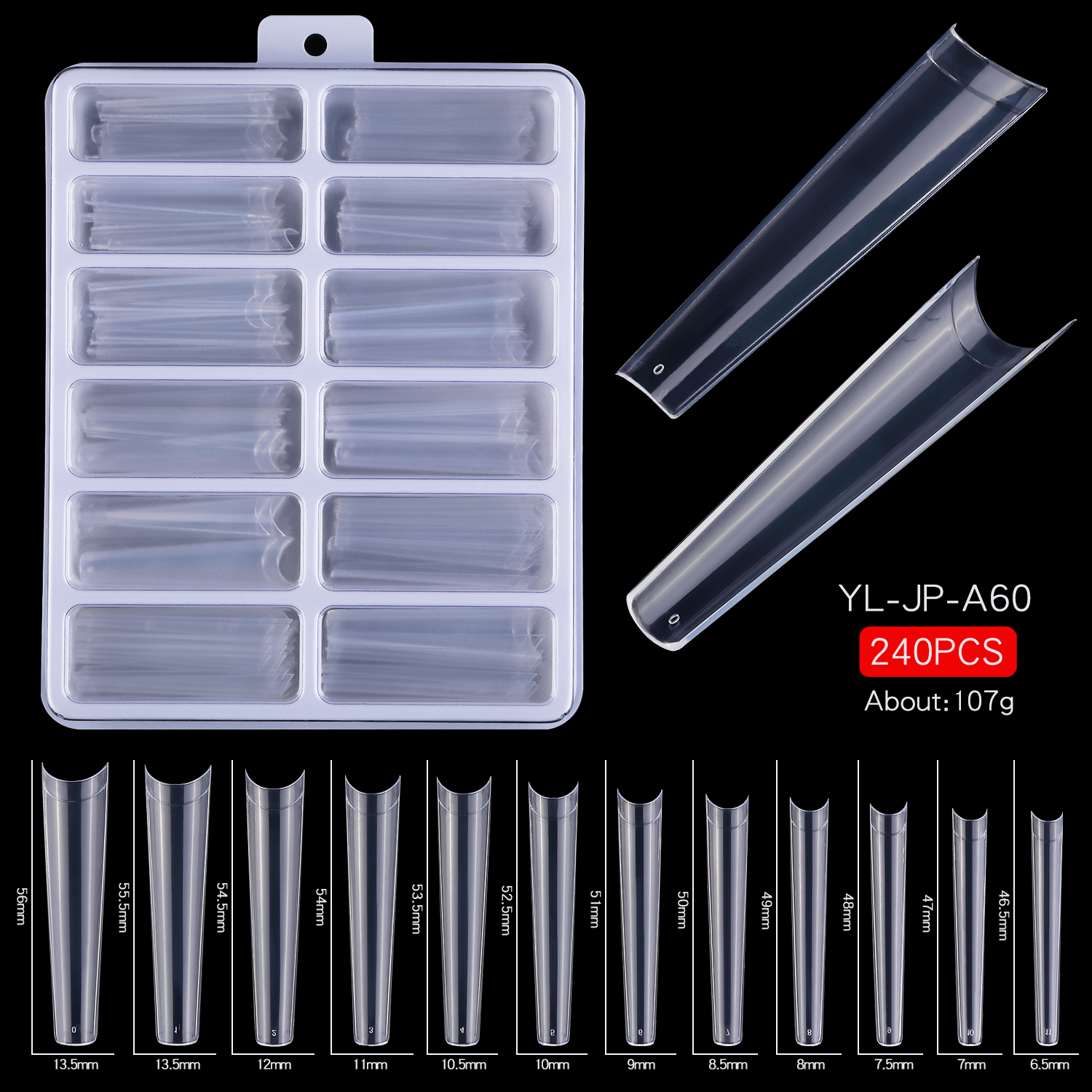 240pcs Box Half Cover No C 3XL Coffin Clear