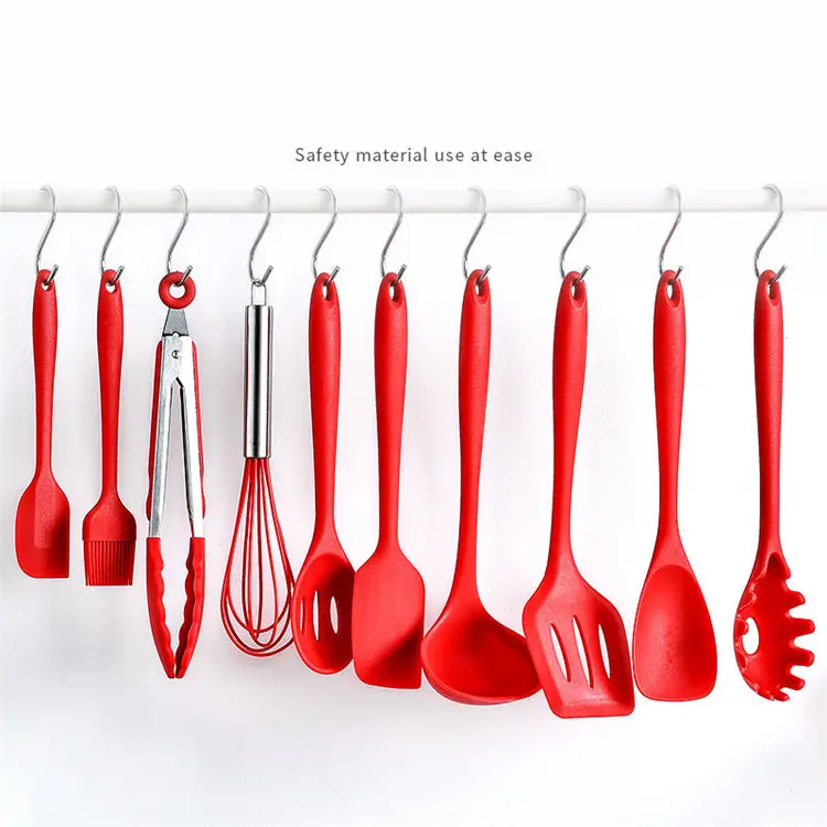 10 piece silicone kitchen utensils and tools set including whisk tong silicone spatula