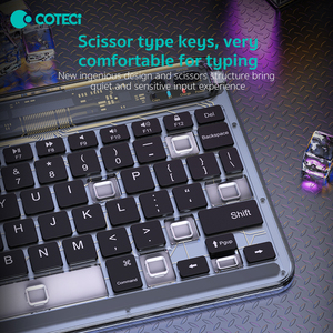 COTECi Ice Crystal Transparent <strong>Wireless</strong> <strong>Keyboard</strong> iPad <strong>Android</strong> Devices Multi-Device <strong>System</strong> Mute Office <strong>Keyboard</strong> - Product Image 5
