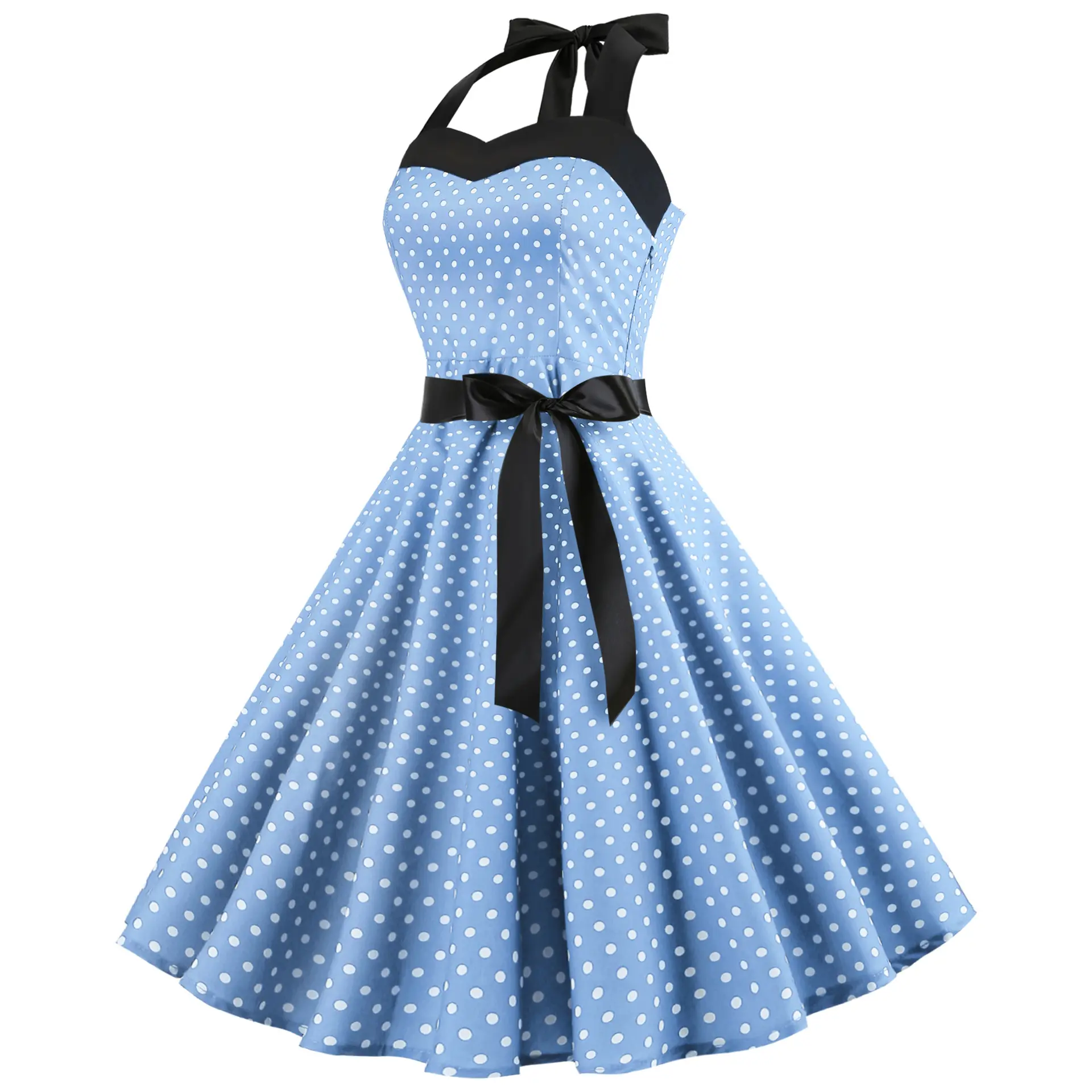 The new polka dot strapless dress with a vintage hemline