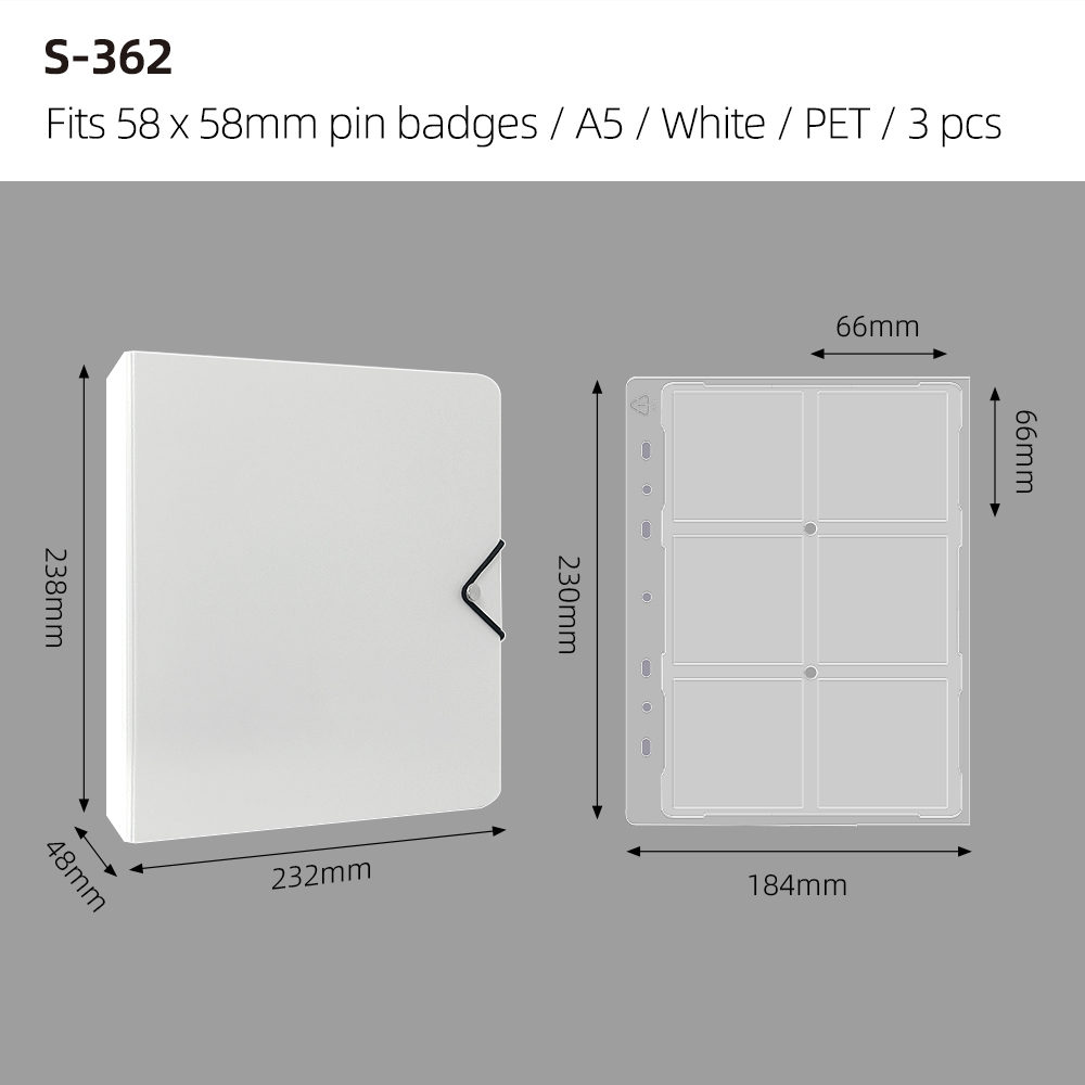 Blanc - A5+ - 6 pochettes - Porte-cartes pour badge de 58 mm