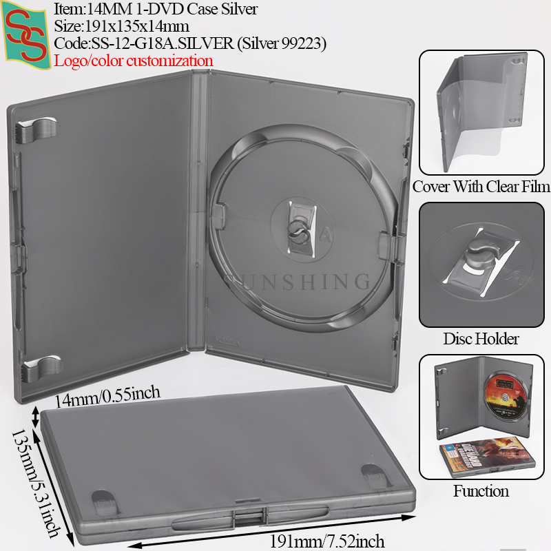 Boîtier 1 DVD 14 mm G18A - Argent
