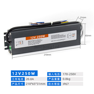 AC 85-265V вход для DC12V 8.3A Выход 100W LED DC24V в, 12 В, 36 Вт 45 Вт 60 Вт для Светодиодные полосы света IP67 водонепроницаемый питающий кабель - Product Image 3