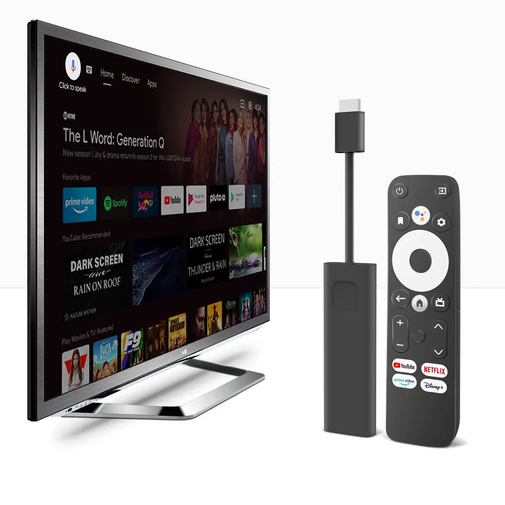 2023 mini tv stick Google ATV Android TV Vara BT 5.0 Smart stick 4k android google dispositivo de streaming certificado