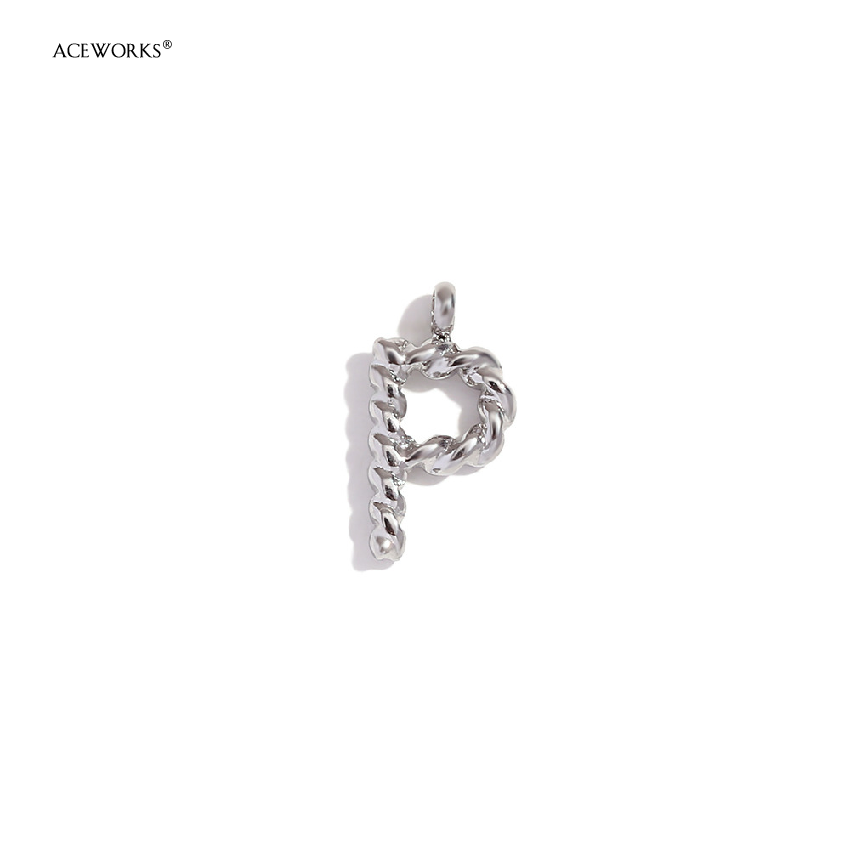 Mini Twisted Letter Pendant-Steel Color-P