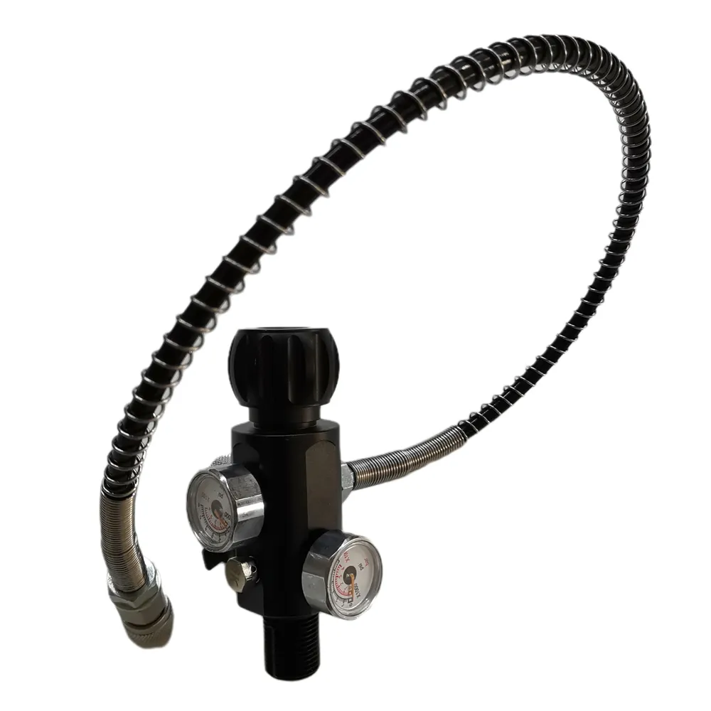 PCP Paintball High Pressure Air Filling Station dual gauge charging valve with 20'' Hose