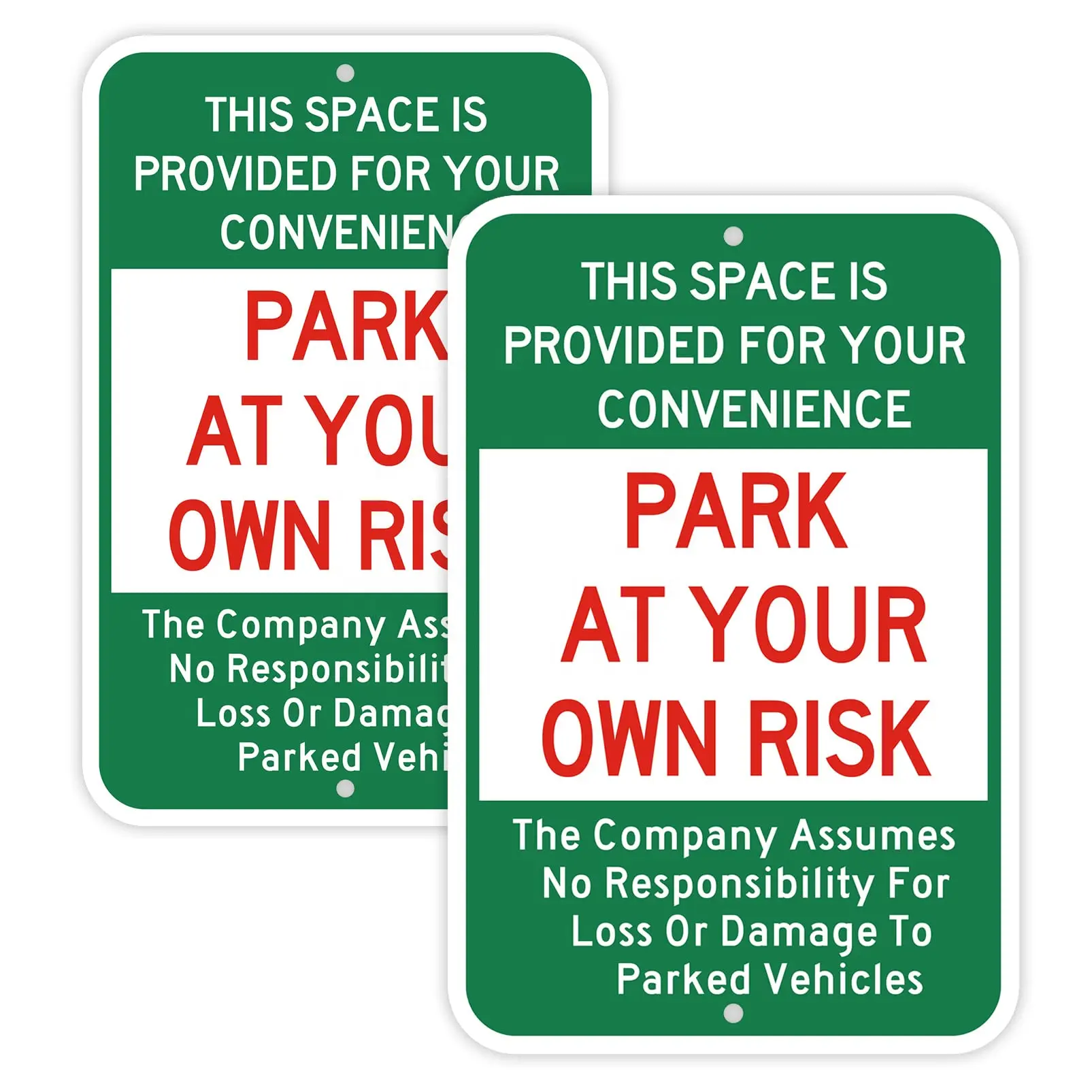 Fabricante Premium 3M EGP Reflective Aluminium Park At Your Own Risk Sign Señalización de advertencia de estacionamiento de alta calidad (12*18 '')
