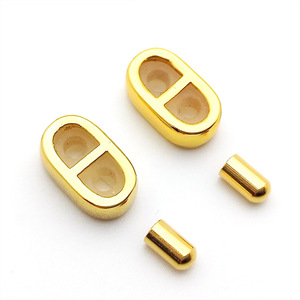 4pcs/set Stainless Steel Number 8 Slide <strong>Clasp</strong> Adjustable <strong>Clasp</strong> with Silicone 18k Gold Plated <strong>End</strong> <strong>Caps</strong> for <strong>Cord</strong> Bracelet - Product Image 1