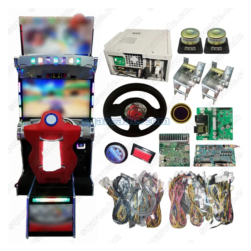 جهاز محاكاة ألعاب السباقات المزود بشاشة LCD مقاس 42 بوصة يعمل بالعملة المعدنية مناسب لآلة ألعاب الفيديو Mario Kart DX