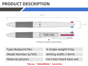 新颖设计定制3合1塑料圆珠笔1.0毫米书写学校学生笔记 - Product Image 3
