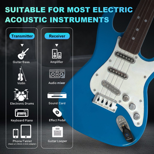 Juego de accesorios de guitarra inalámbrica UHF 1 + 2, accesorios para instrumentos musicales, transmisor recargable incorporado, receptor, bajo de Metal - Product Image 2