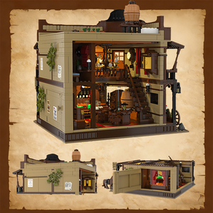 Cayi Tây Saloon ánh sáng xây dựng gạch thiết lập 2085 pcs cũ Tây Saloon dẫn ánh sáng xây dựng xây dựng mô hình thiết lập đồ chơi - Product Image 5